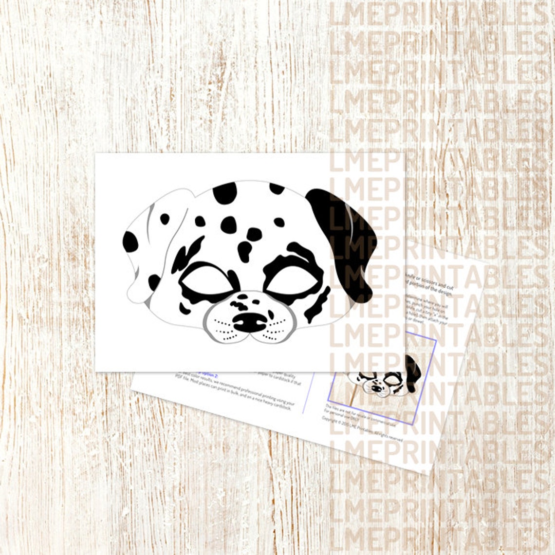 Dalmatian Dog Mask Printable Animal Childrens Halloween Masks | Etsy