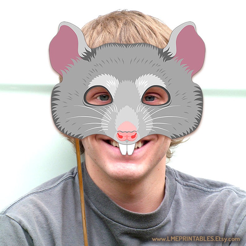 Rat Mask Printable Halloween Costume Animal Mouse Masks Sewer - Etsy