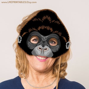 Gorilla Mask Printable Animal Monkey Johnny Sing PDF King Kong Halloween Chimpanzee Costume Kid Adult Party Birthday Carnival Masquerade DIY image 5