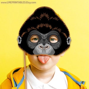 Gorilla Mask Printable Animal Monkey Johnny Sing PDF King Kong Halloween Chimpanzee Costume Kid Adult Party Birthday Carnival Masquerade DIY image 3