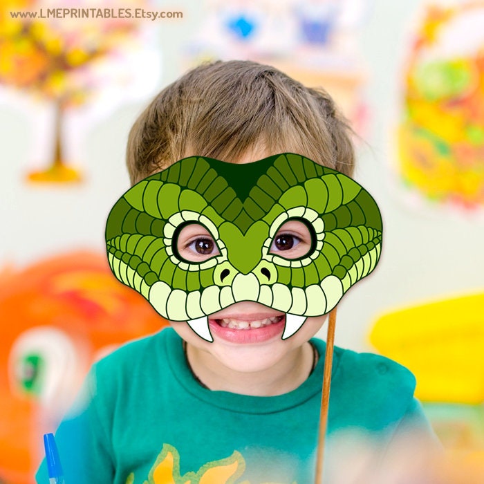 Green Snake Printable Mask Halloween DIY Costume Reptile Lizard Animal