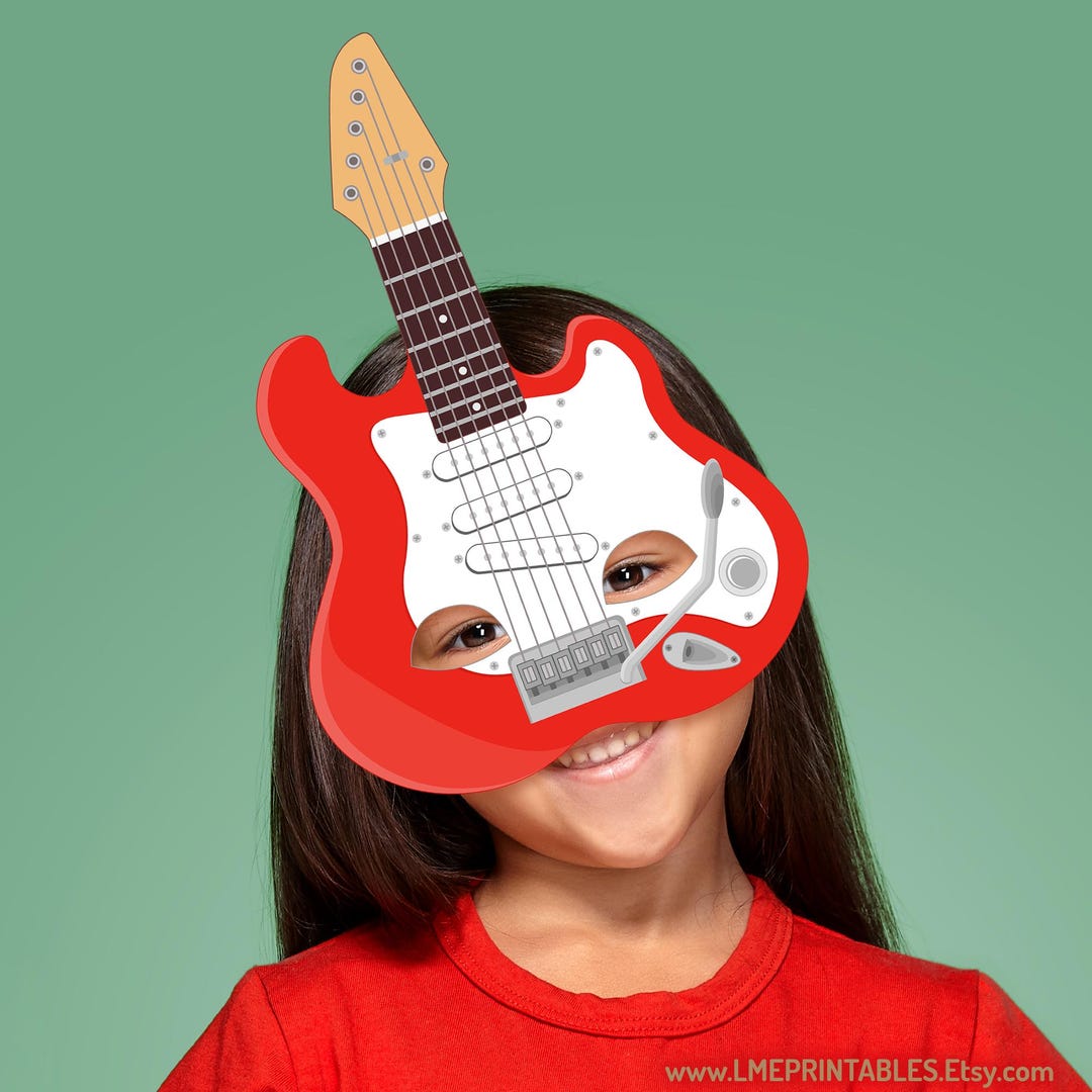 Electric Guitar Mask Printable Rock Instrument Costume Kid Adult Music ...