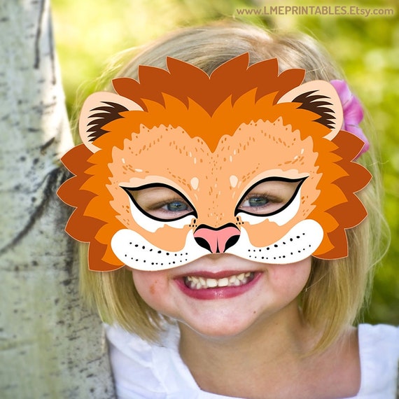 gennemførlig detaljeret Opgive Lion Mask Printable Animal Masks Halloween Costume Safari - Etsy