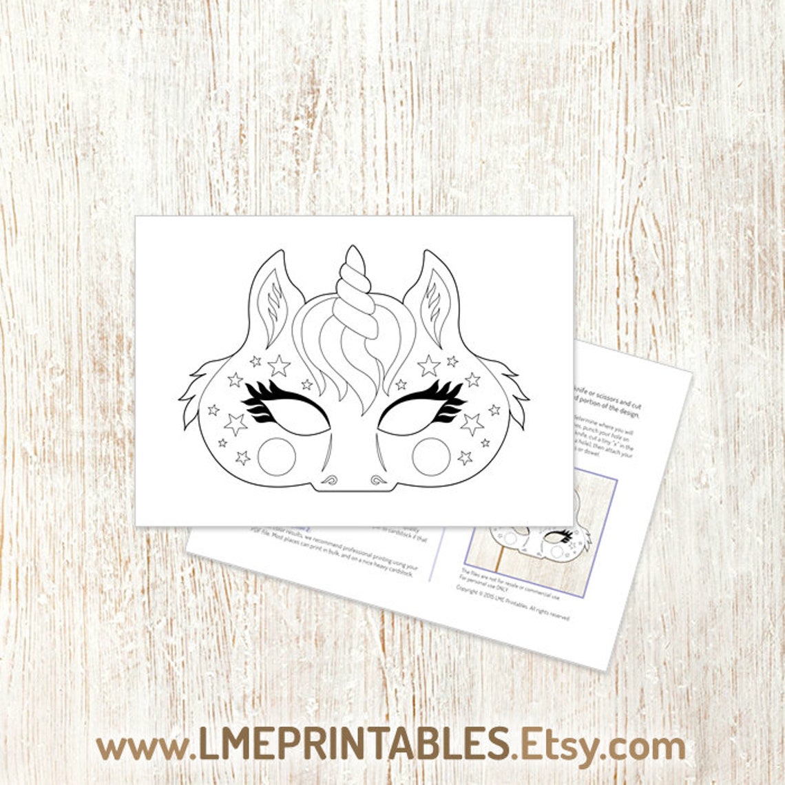 Unicorn Coloring Mask Party Printable DIY Pony Fairy Tale | Etsy
