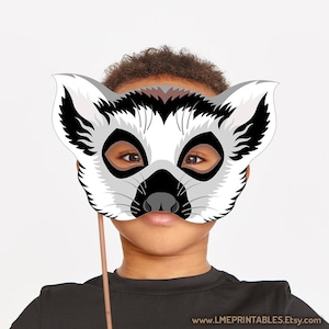 Lemur Mask Printable Halloween Costume Monkey Primate Animal Mask Aye Aye Birthday Party Kid ...