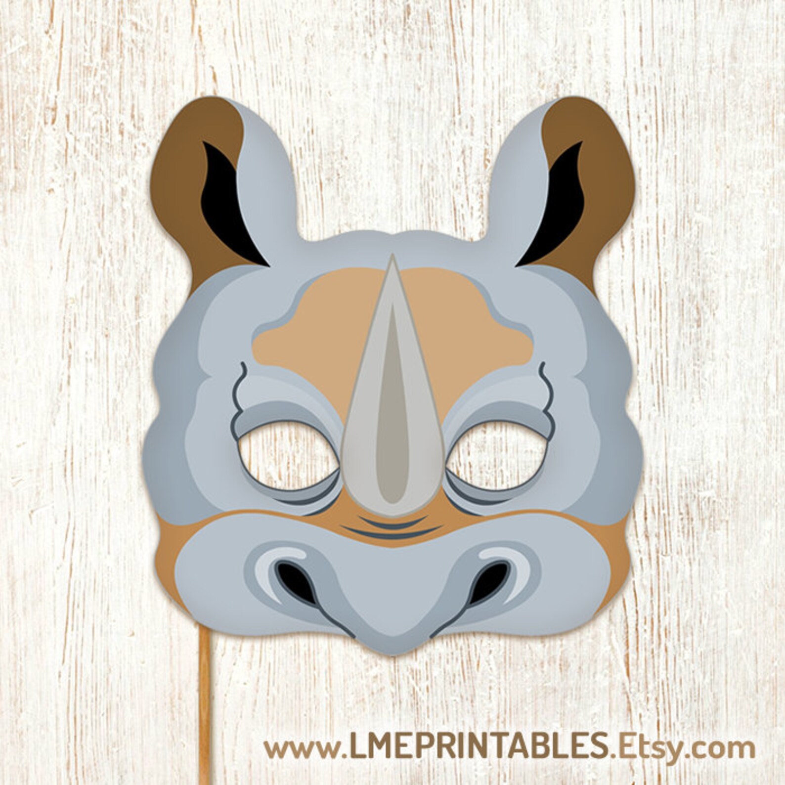 Rhino Mask Printable Rhinoceros Gray Animal Masks Safari Photo | Etsy