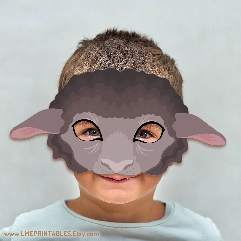 Sheep Mask Printable Grey Costume Paper Farm Animal Nana Party - Etsy