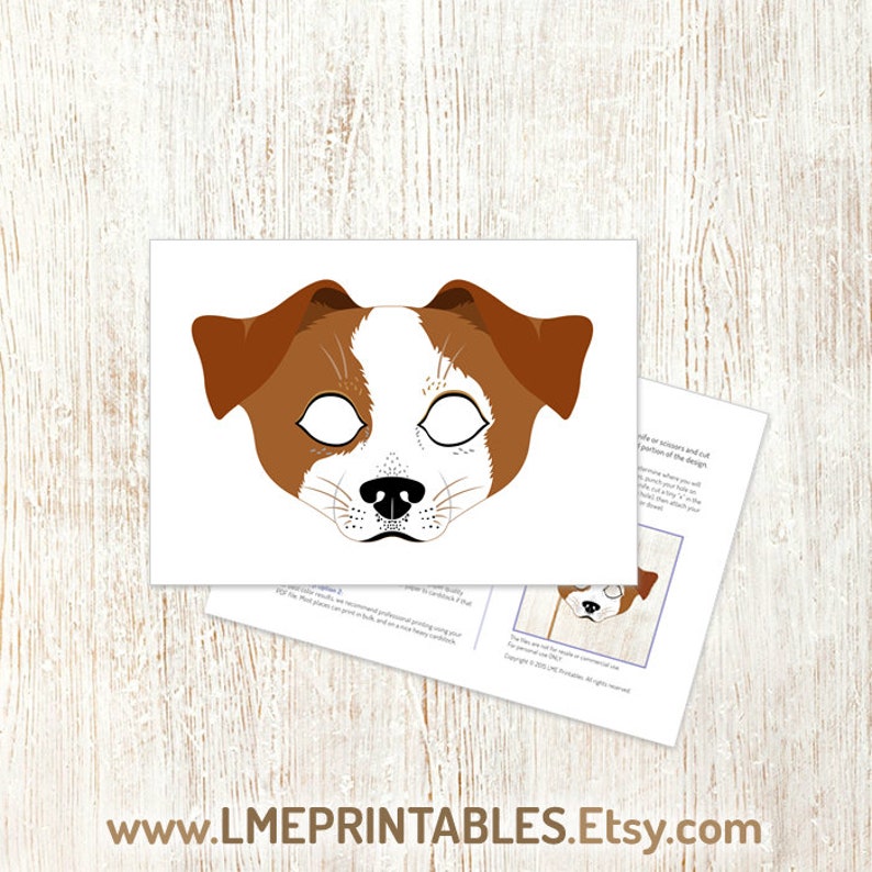 Dog Mask Printable Costume Jack Russell Terrier Halloween Pet Lover