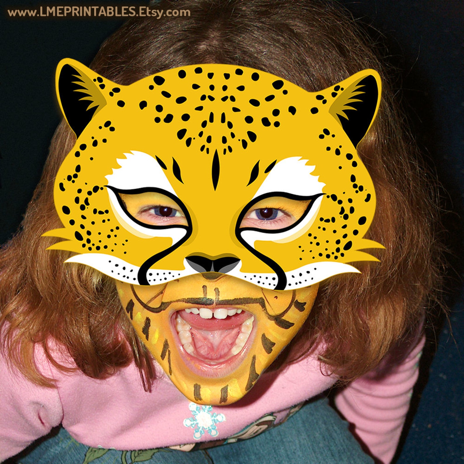 Cheetah Mask Printable Halloween Costume Jaguar Leopard Animal Masks Childrens Adults Party PDF