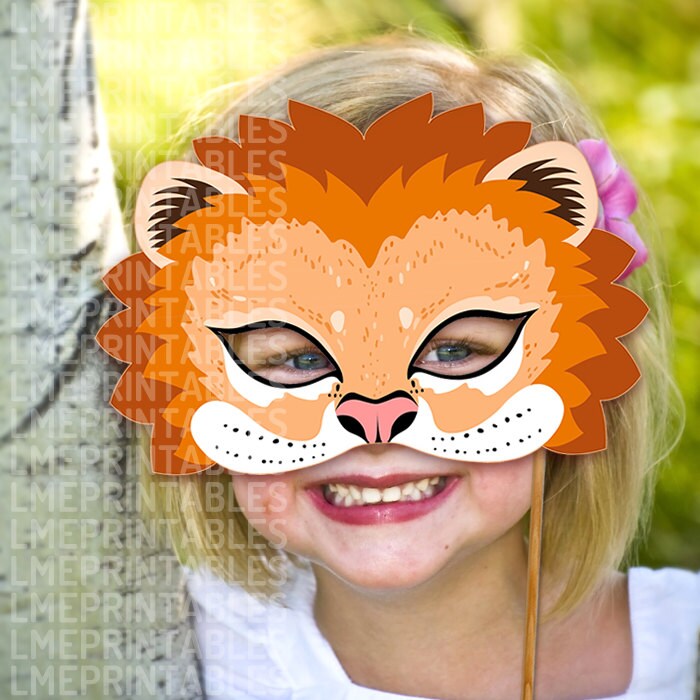 Lion Mask Printable Animal Masks Childrens Party PDF Halloween Etsy