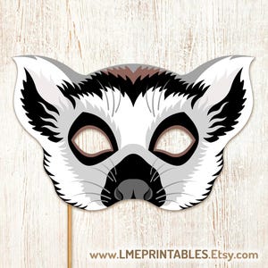 Lemur Mask Printable Halloween Costume Monkey Primate Animal Mask Aye Aye Birthday Party Kid ...