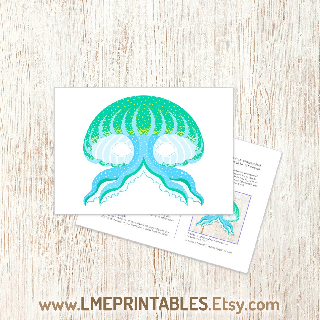 Jellyfish Printable Mask Medusa Halloween Costume Sea Life Monster ...