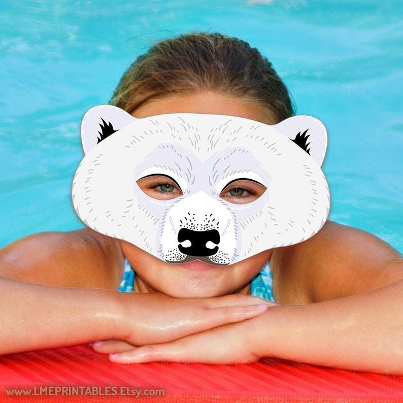 Polar Bear Mask Printable Costume White Ice Bear Animal Masks - Etsy