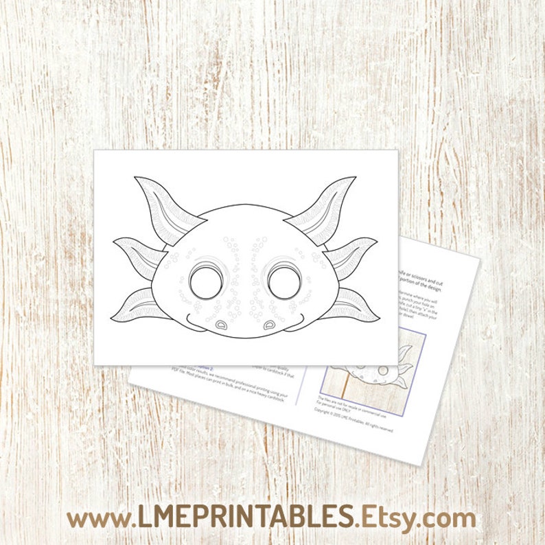 Axolotl Coloring Mask Printable Halloween Costume Colouring Activity ...