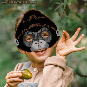 Gorilla Mask Printable Animal Monkey Johnny Sing PDF King Kong Halloween Chimpanzee Costume Kid Adult Party Birthday Carnival Masquerade DIY image 7
