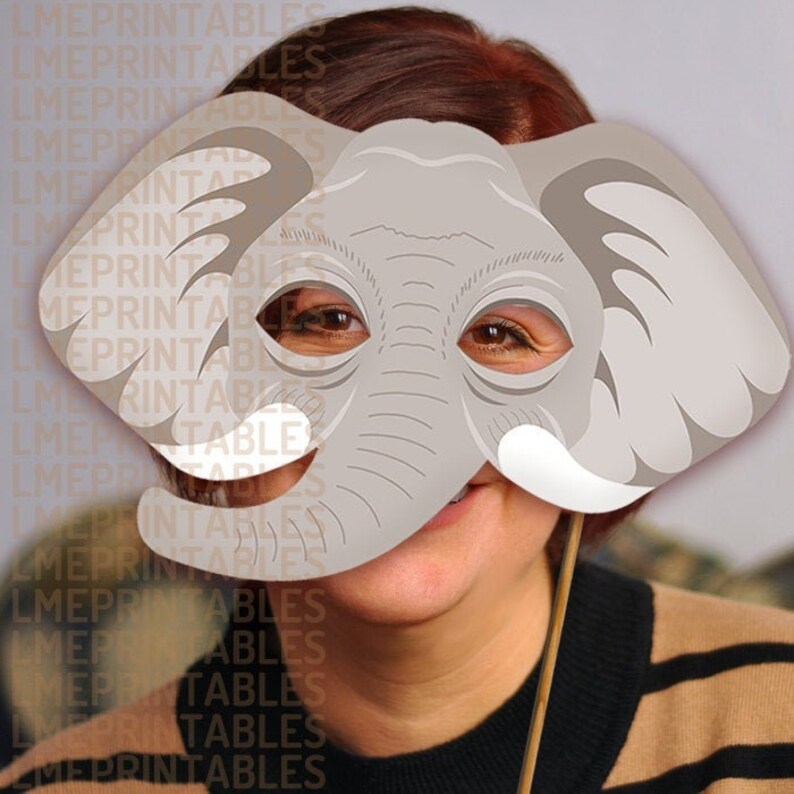 Elephant Printable Mask Gray DIY Safari Jungle Animal Masks | Etsy