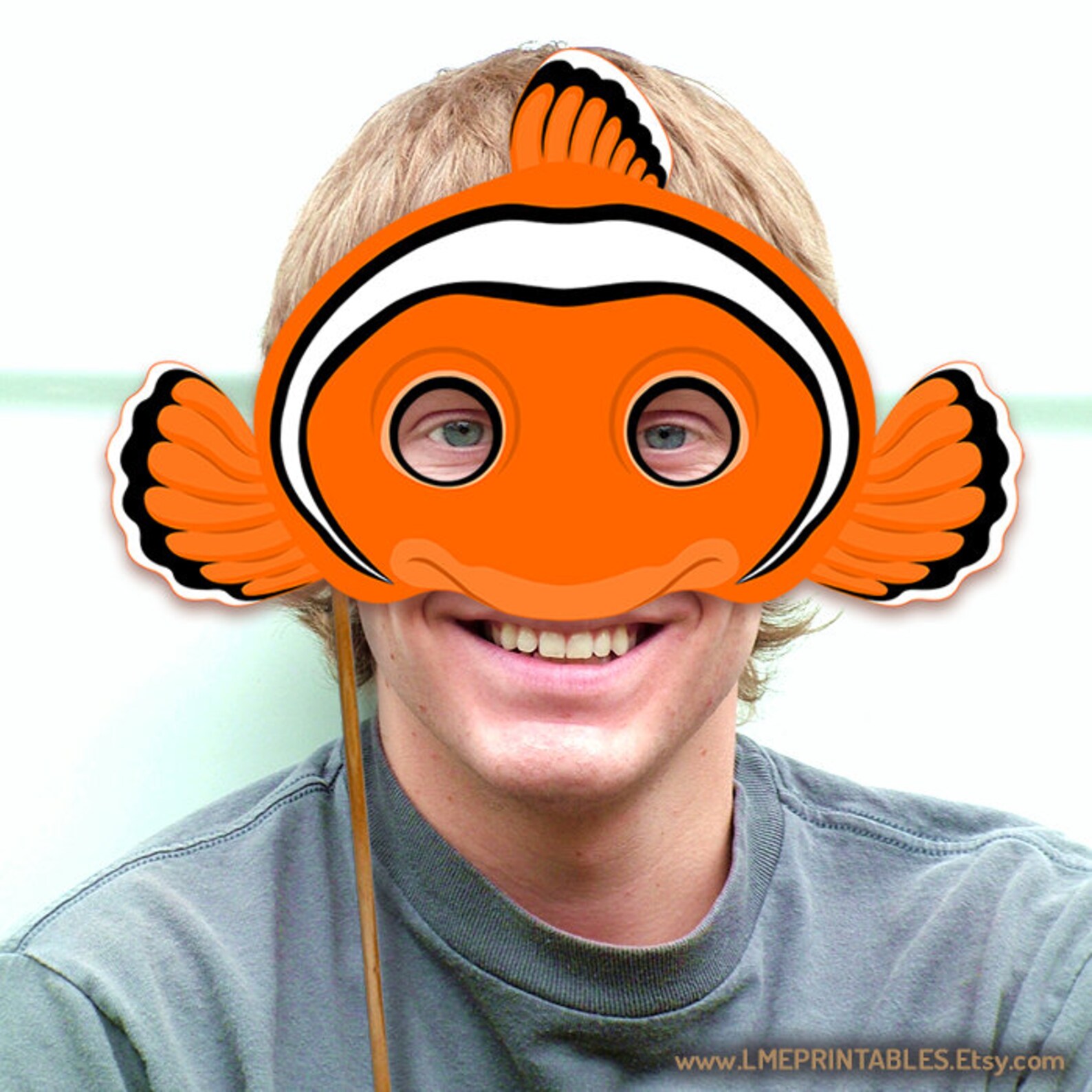 Clownfish Printable Mask Halloween Costume Clown Fish Orange Pattern