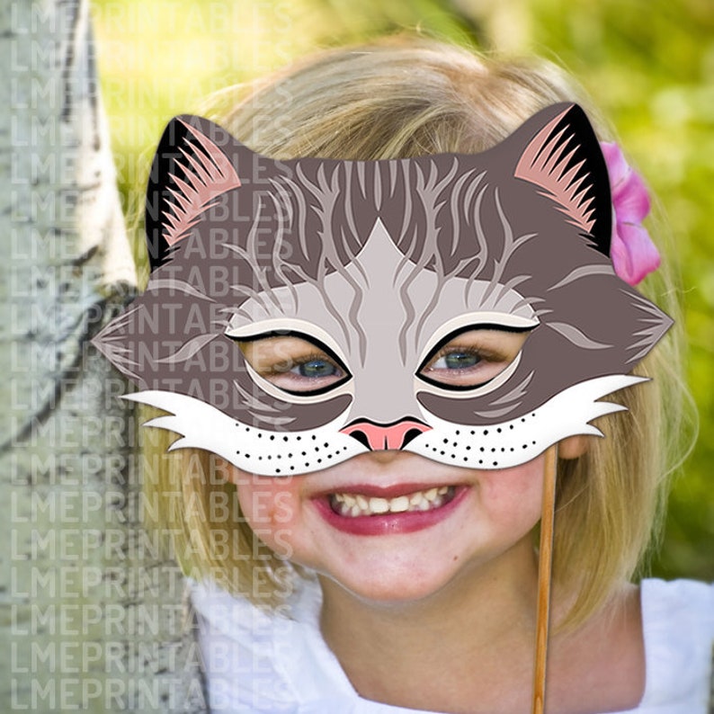 Cheshire Cat Mask Grey Tabby Printable Gray Animal Masks Etsy Cheshire Cat Mask Grey Tabby Printable Gray Animal Masks Etsy