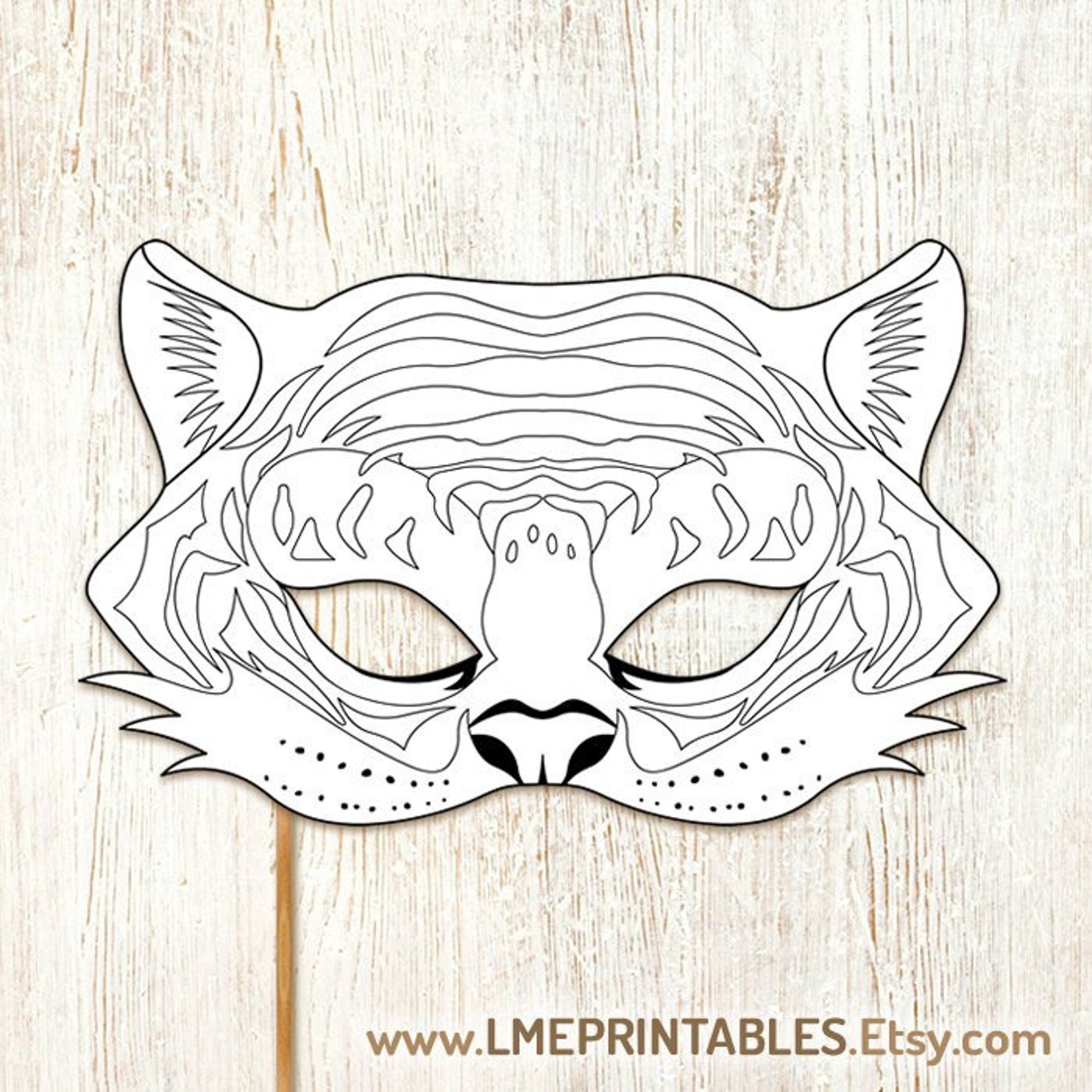 Tiger Coloring Mask Printable Animal Costume Masks Zodiac - Etsy