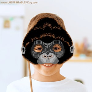 Gorilla Mask Printable Animal Monkey Johnny Sing PDF King Kong Halloween Chimpanzee Costume Kid Adult Party Birthday Carnival Masquerade DIY image 8