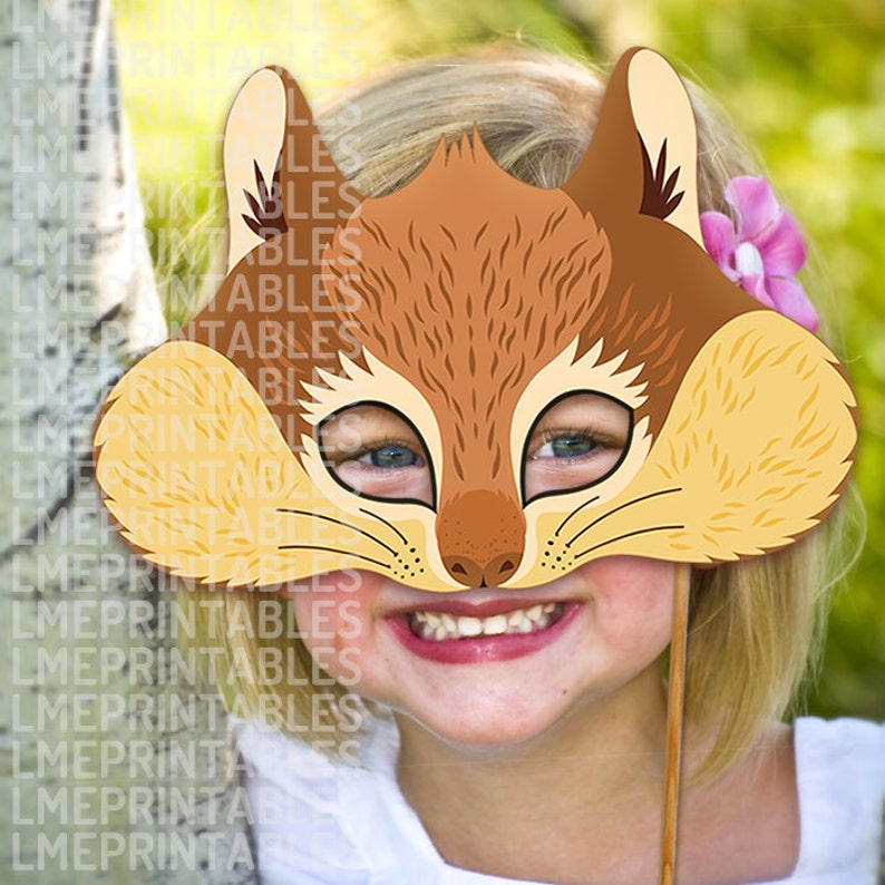 Squirrel Printable Mask Chipmunk Rodent DIY Animal Masks Booth Etsy