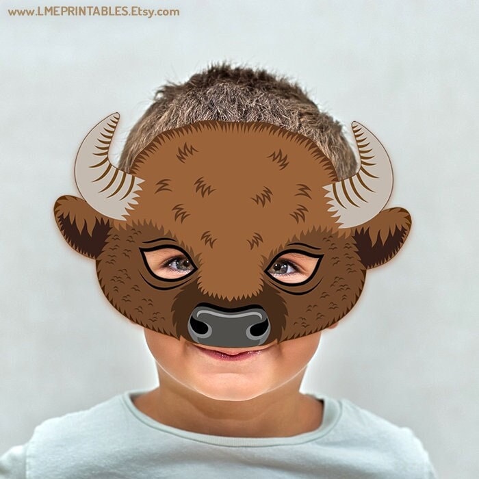 Bison Mask Printable PDF Buffalo Halloween Costume Animal Etsy Canada