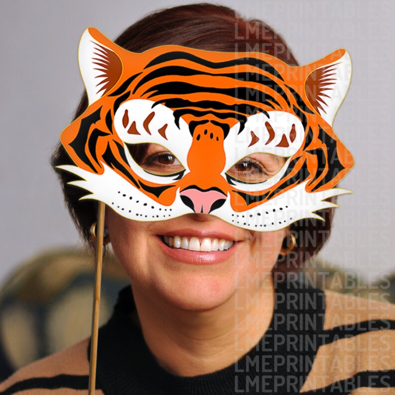 Tiger Mask Printable Animal Masks Childrens Party PDF Costume Etsy