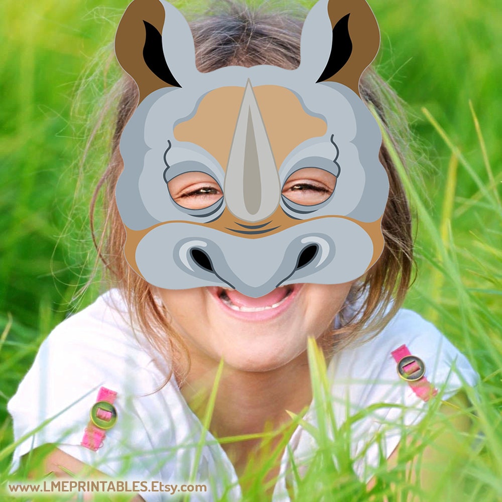 Rhino Mask Printable Halloween Costume Rhinoceros Gray Wild - Etsy