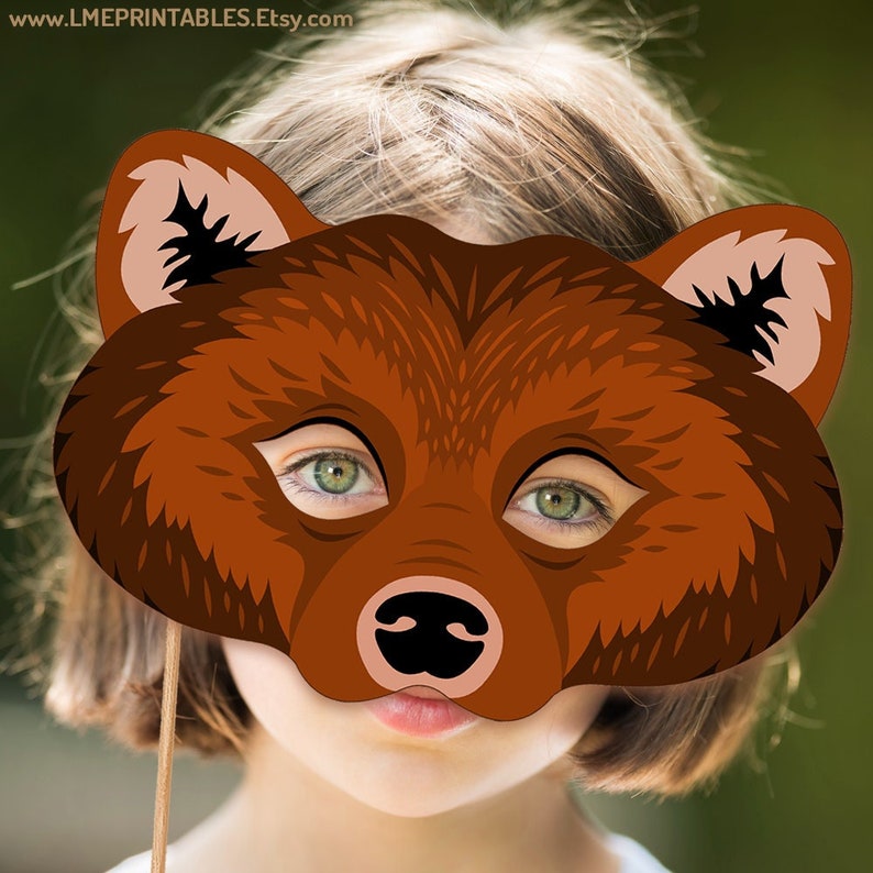 Bear Mask Printable Grizzly Bears Brown Halloween Costume - Etsy