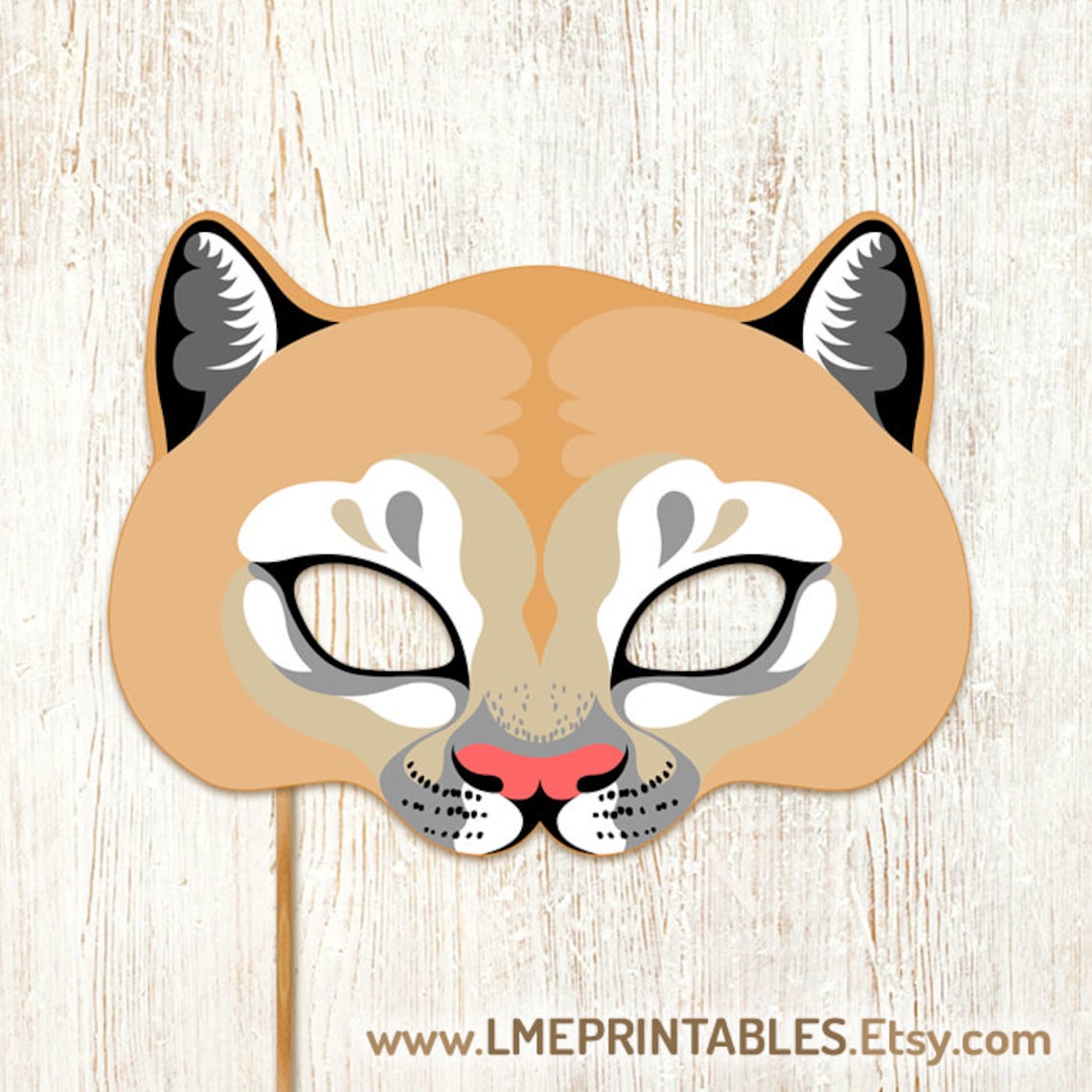 Puma Mask Printable Halloween Mountain Lion Animal Costume Cougar Kid Adult Panther DIY Party ...