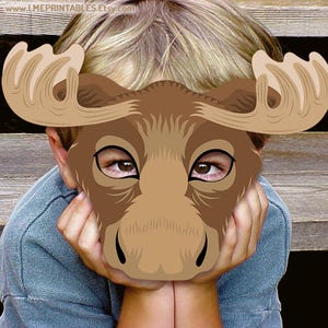 Moose Mask Printable Carnival Costume Woodland Party Favor Animal Reindeer Deer Stag Forest DIY ...