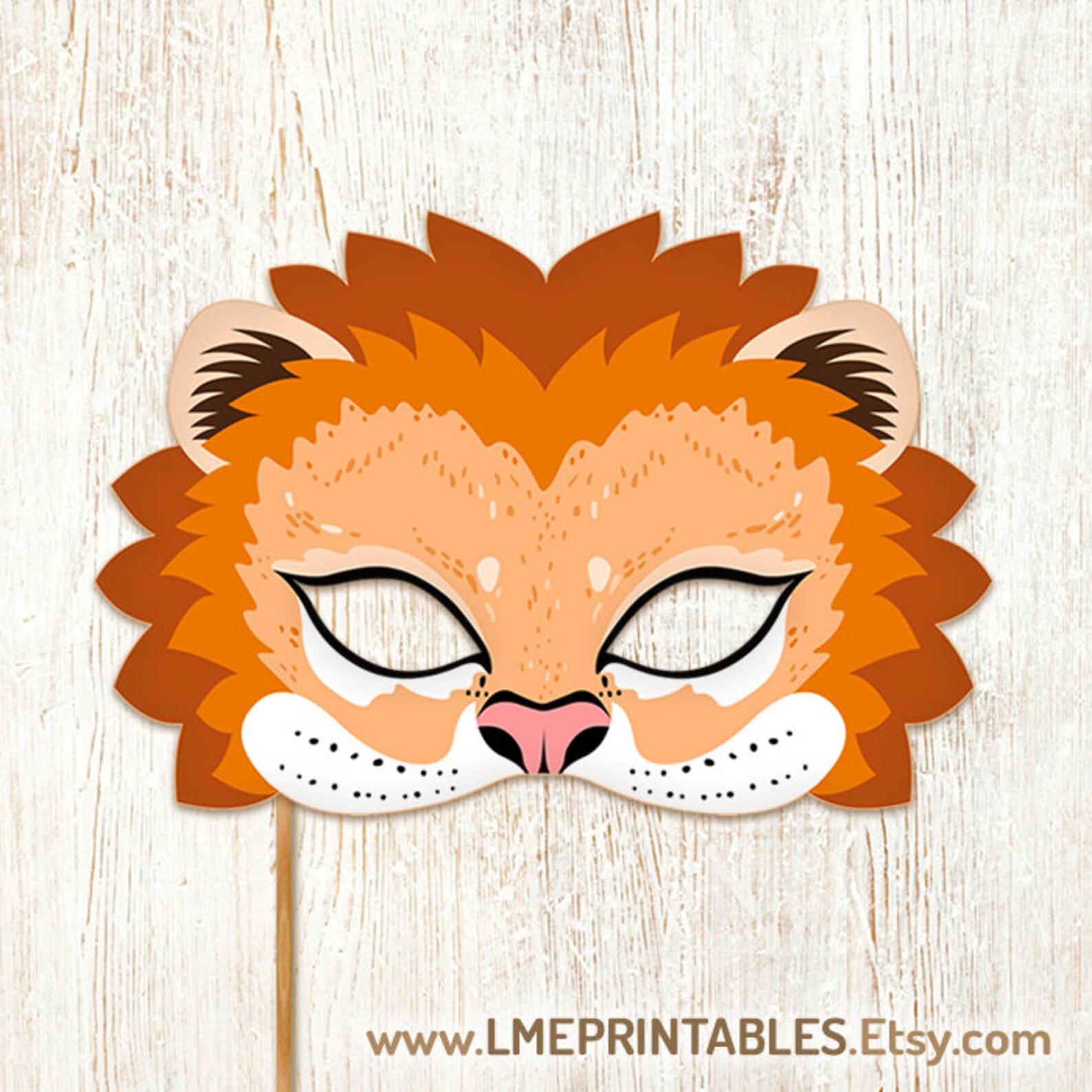 Lion Mask Printable Animal Masks Childrens Funny Party PDF Etsy