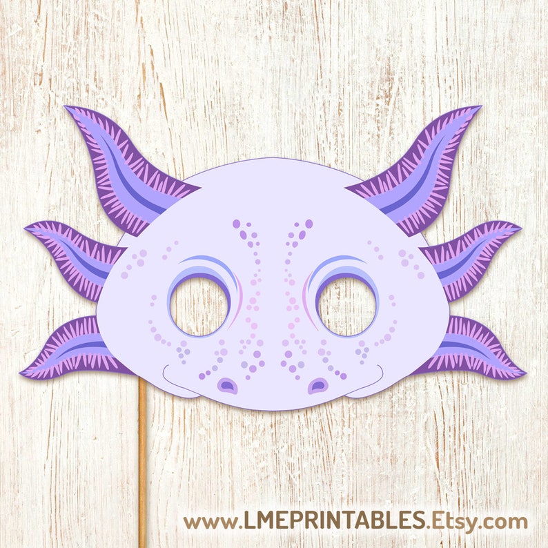 Lavender Axolotl Mask Printable Halloween PDF Paper Costume Template ...