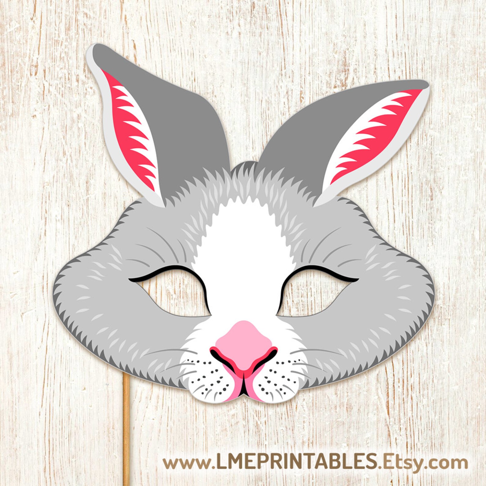 Gray Rabbit Printable Mask Bunny Netherland Easter Halloween Paper ...