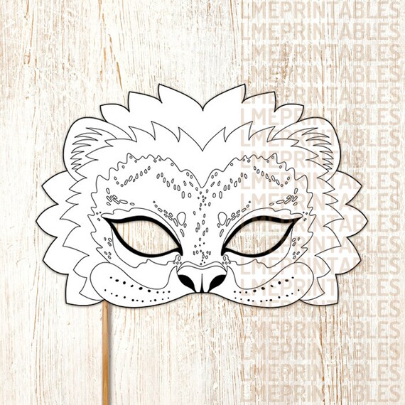 Lion Coloring Mask Printable Diy Animal Masks Childrens Party Pdf Halloween Costume The Lion King Birthday Carnival Masquerade Adults Kids