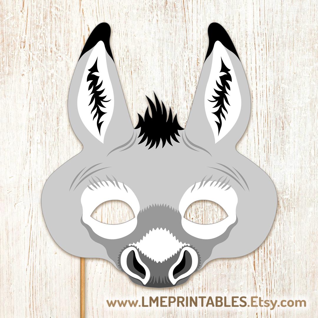 Donkey Mask Colour In Donkey Printable Mask Costume Halloween Wild Ass Mule Gray Horse Animal ...