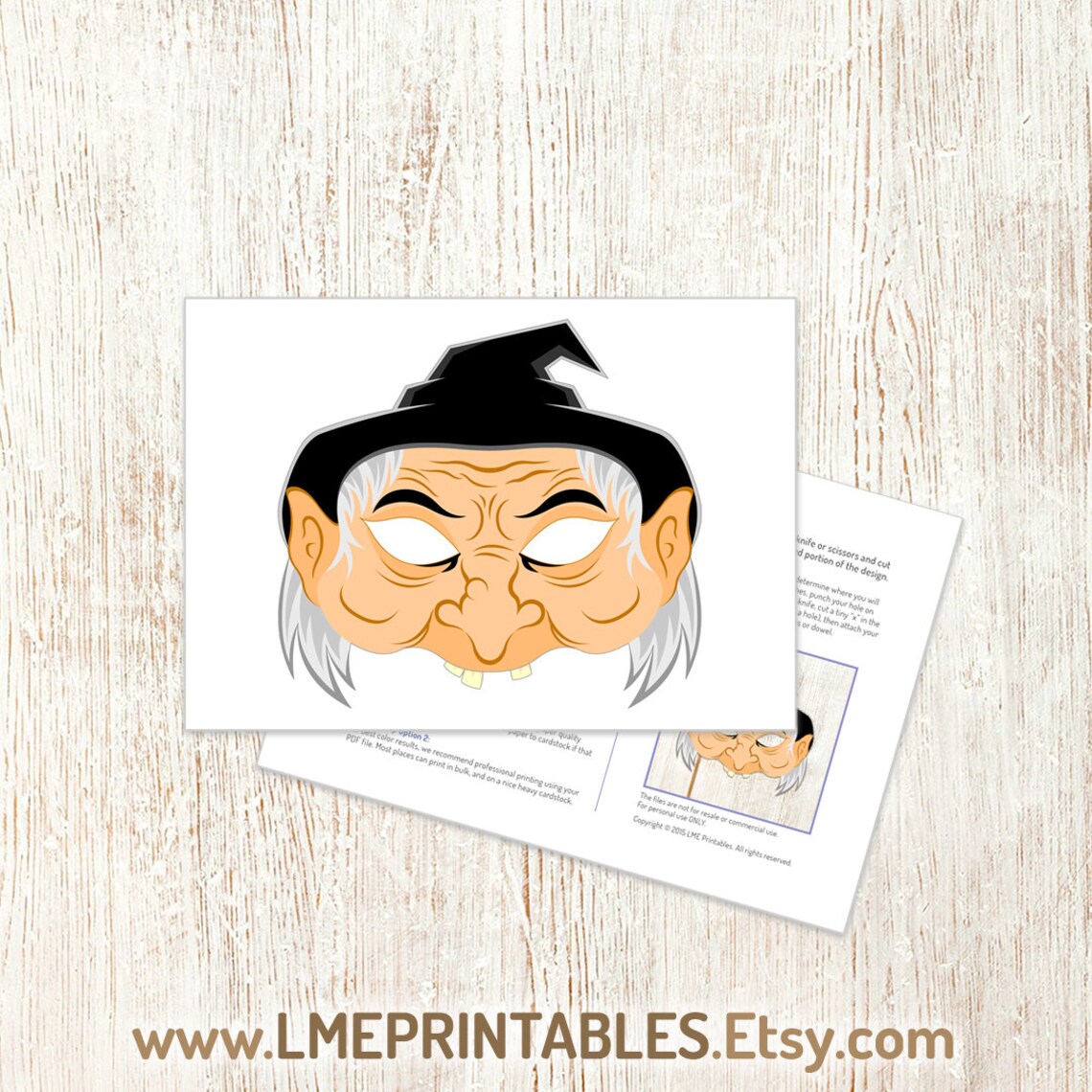 Witch Mask Printable Warlock Halloween Costume Party PDF Elf - Etsy
