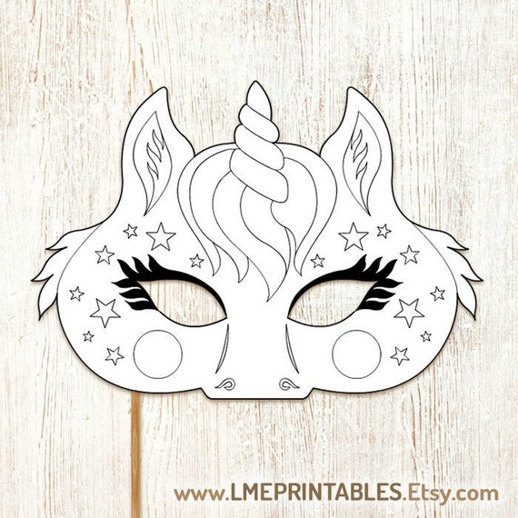 unicorn coloring printable mask halloween costume party games etsy