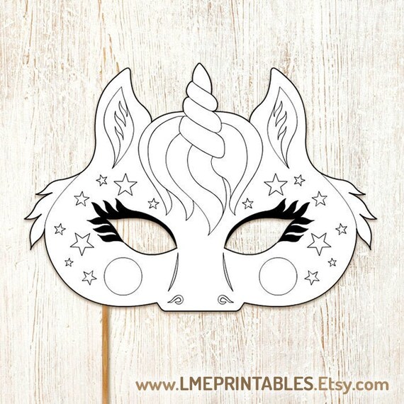 unicorn coloring printable mask halloween costume party games etsy