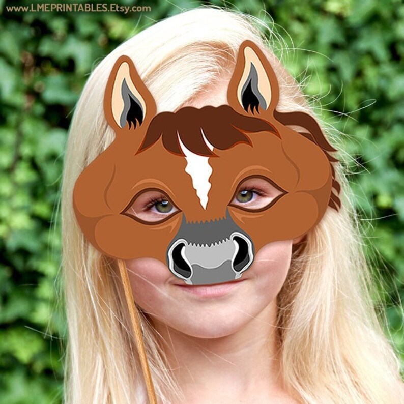 Horse Mask Printable Halloween DIY Costume Brown Foal Animal Etsy