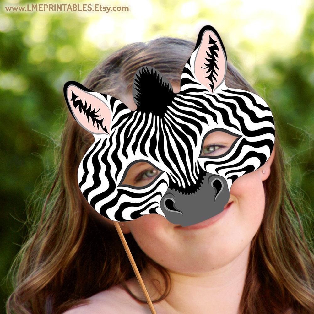 Zebra Mask Printable Animal Halloween Costume Party Favor Safari Jungle ...