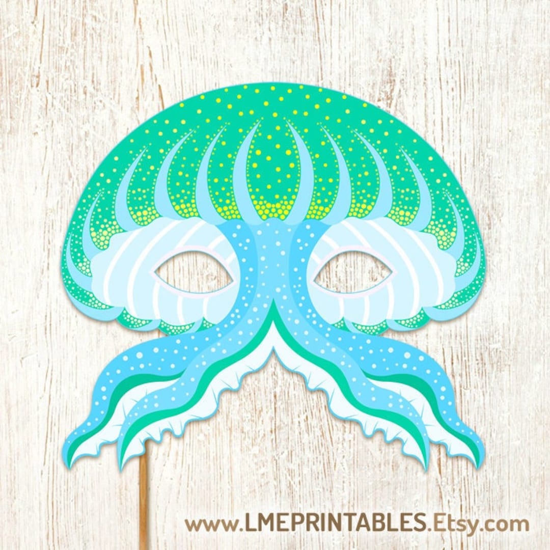 Jellyfish Printable Mask Medusa Halloween Costume Sea Life Etsy