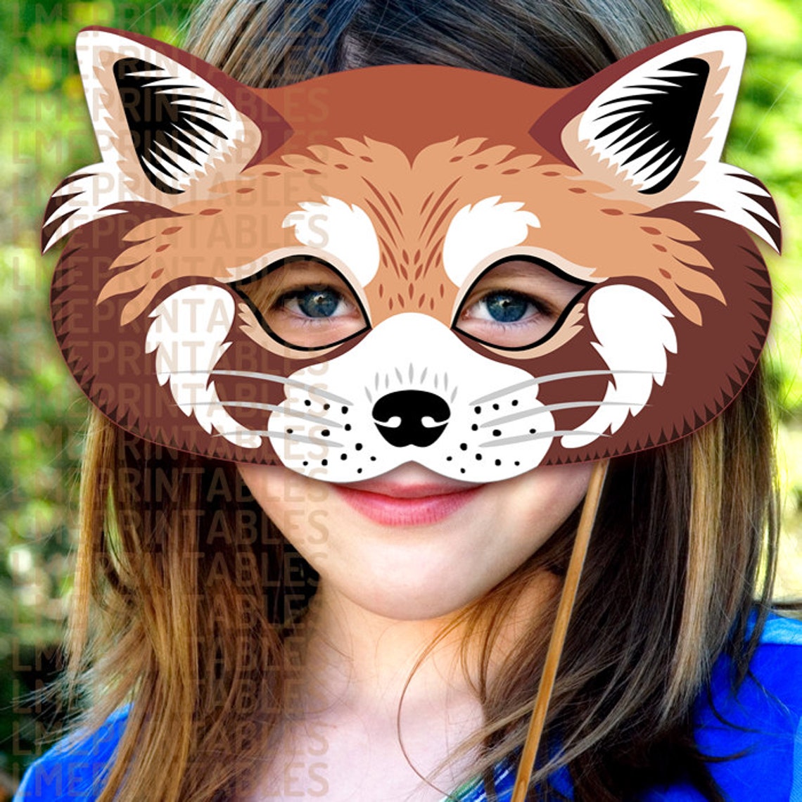 Red Panda Printable Mask DIY Animals Masks Firefox Party Photo | Etsy