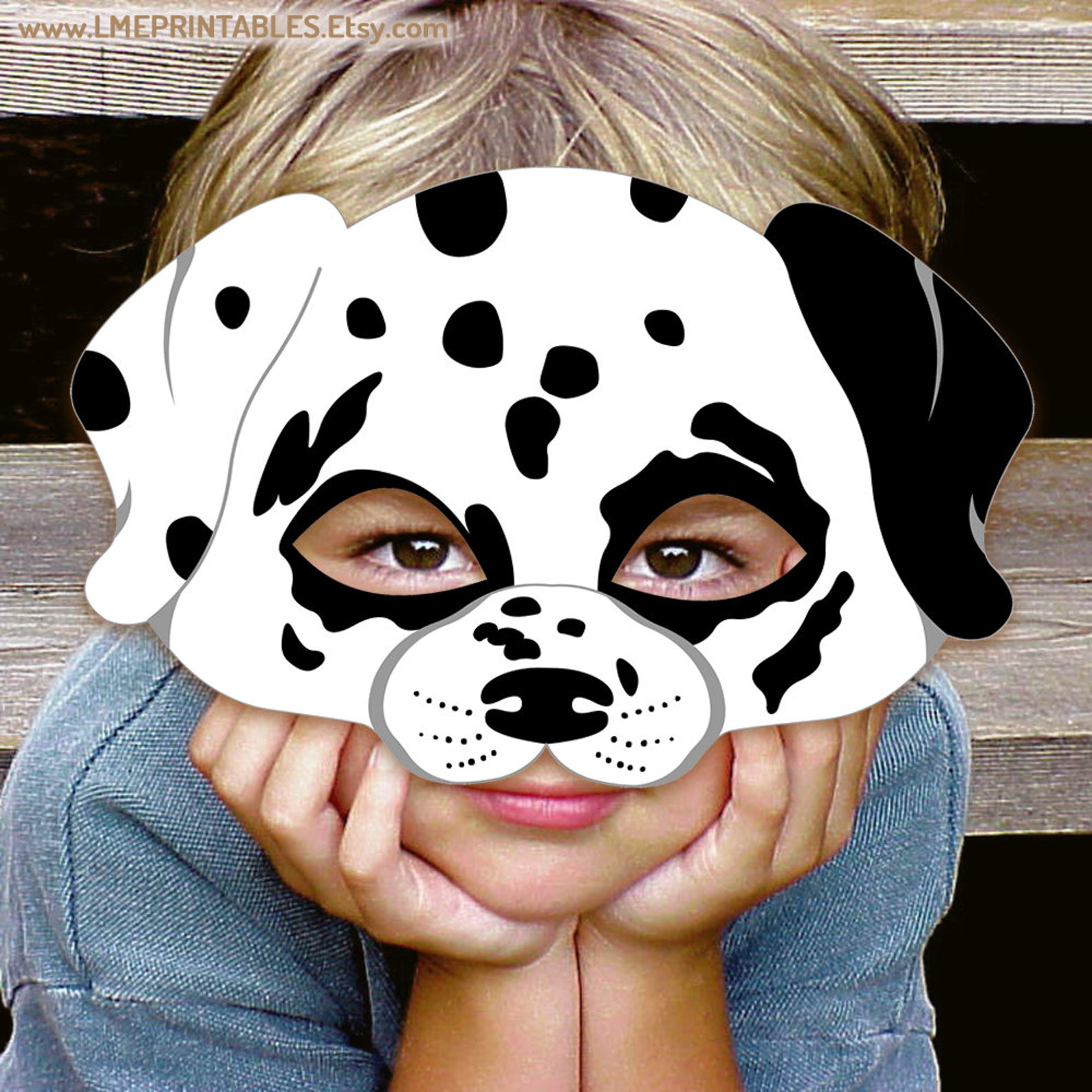 Dalmatian Dog Mask Printable Animal Childrens Halloween Masks Etsy Canada