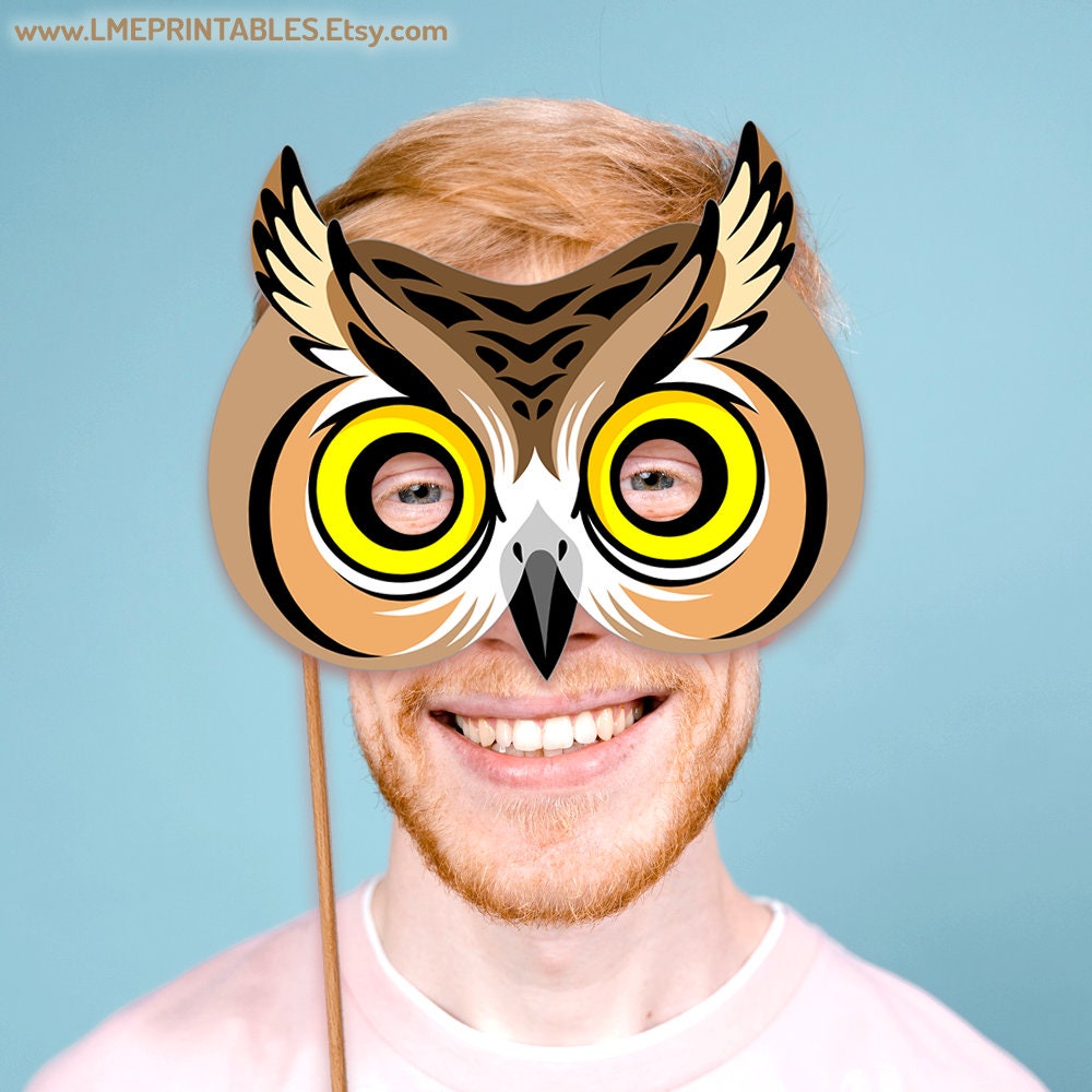 Owl Mask Bird Printable Great Horned Owl Halloween Costume - Etsy