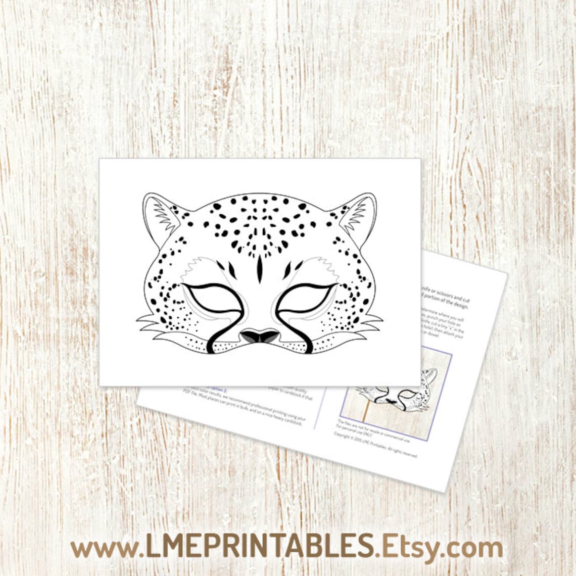 Cheetah Coloring Mask Printable Halloween Animal Costume Masks Leopard ...