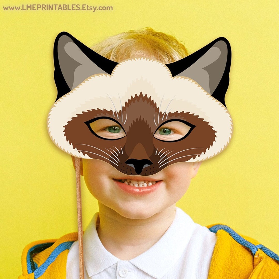 Siamese Cat Printable Mask Halloween Party Costume Pet Animal - Etsy