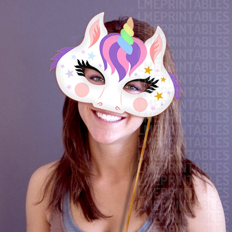 unicorn mask party printable little pony fairy tale rainbow etsy