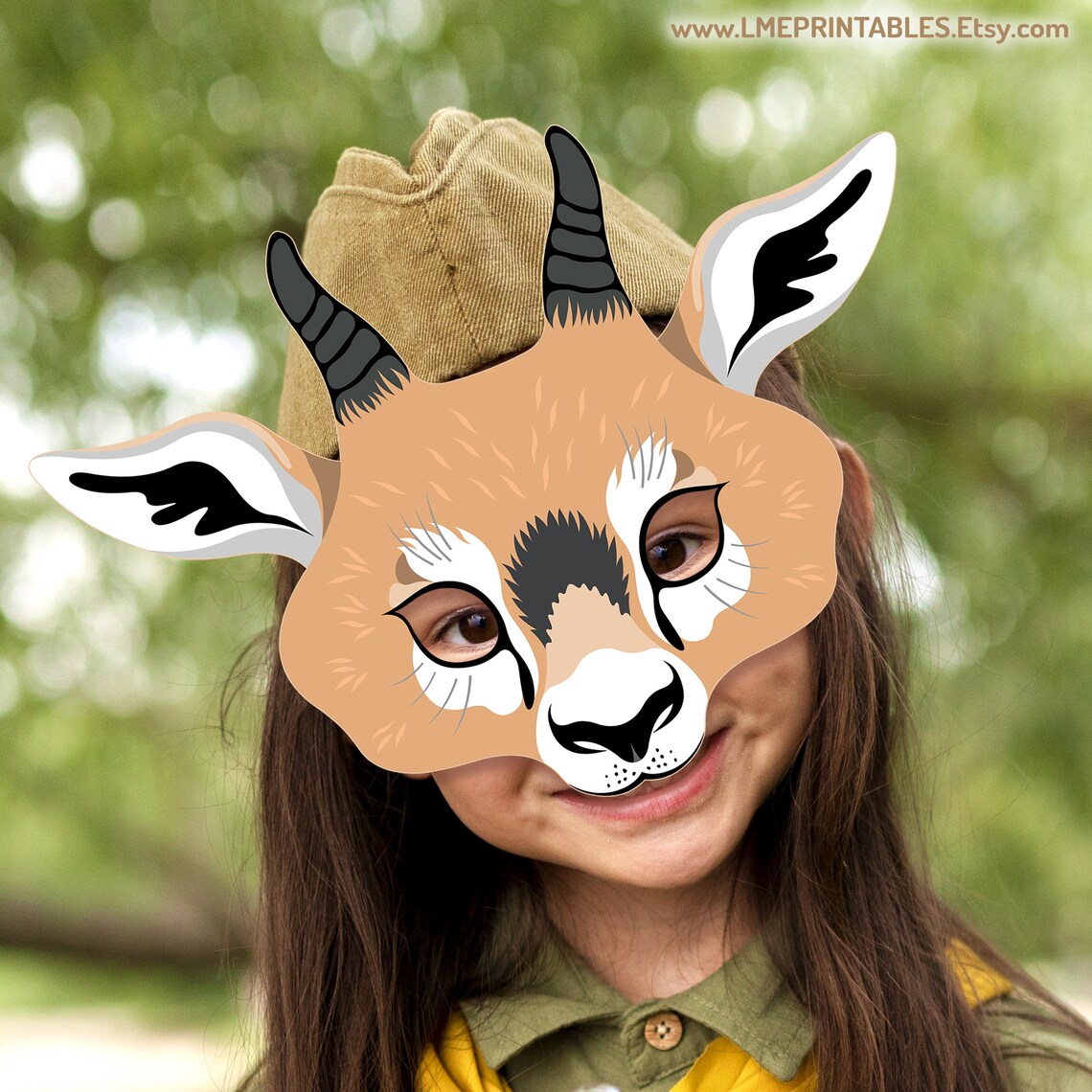Antelope Mask Party Printable Gazelle Goat Costume Woodland Party Animal Sable Mask Impala Deer ...