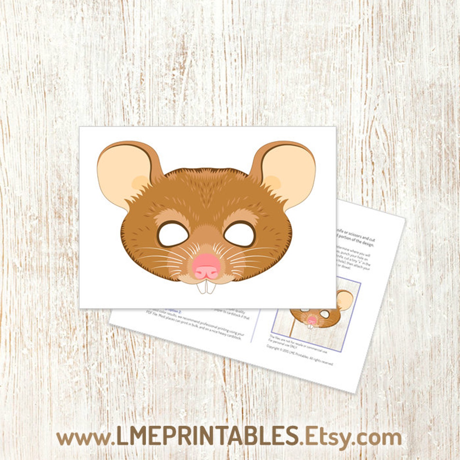 Mouse Mask Printable Halloween Costume Mice Rat Paper Animal Sewer Rat DIY Party Birthday Rodent ...